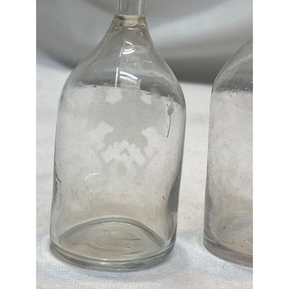 7 Antique Etched Clear Glass Cream Test Bottles of Volumetric Beakers - Picture 6 of 14